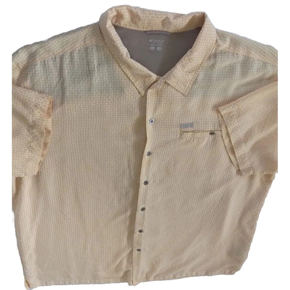 Columbia Men's Performance Omni-Shade Short Sleeve Shirt XXL Plaid‎ Yellow Modal